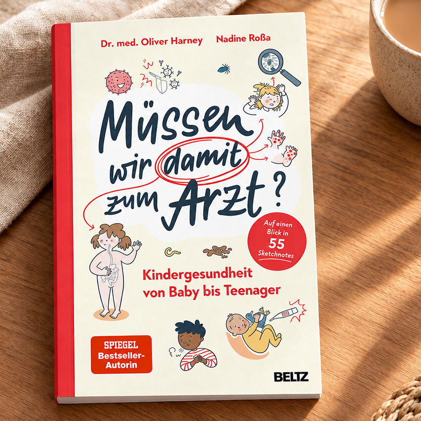 Müssen wir damit zum Arzt?: Kindergesundheit von Baby bis Teenager. Auf einen Blick in 55 Sketchnotes cover image